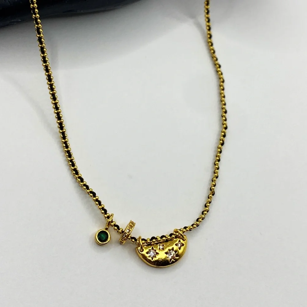 NEW Gold Crescent Moon & Star Pendant Layering Necklace